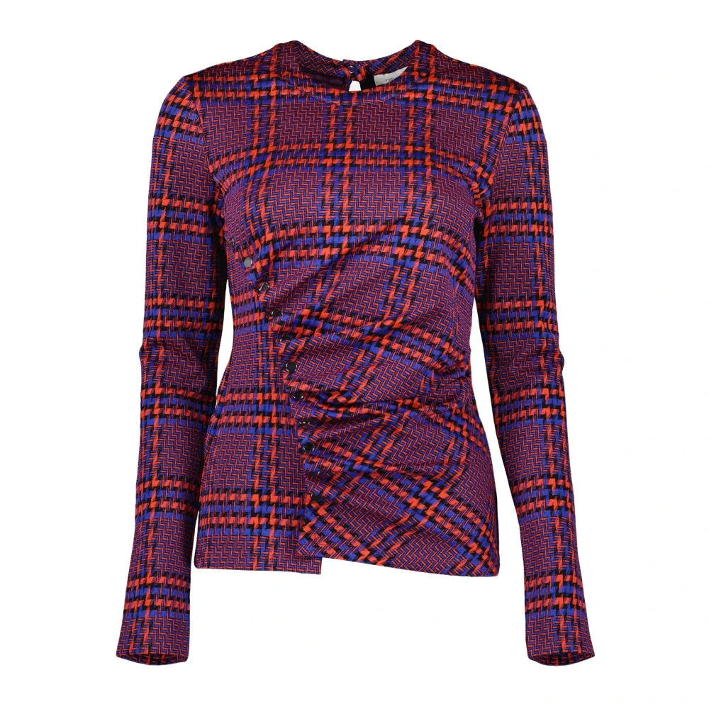 Rabanne Women's Purple Plaid Draped Top