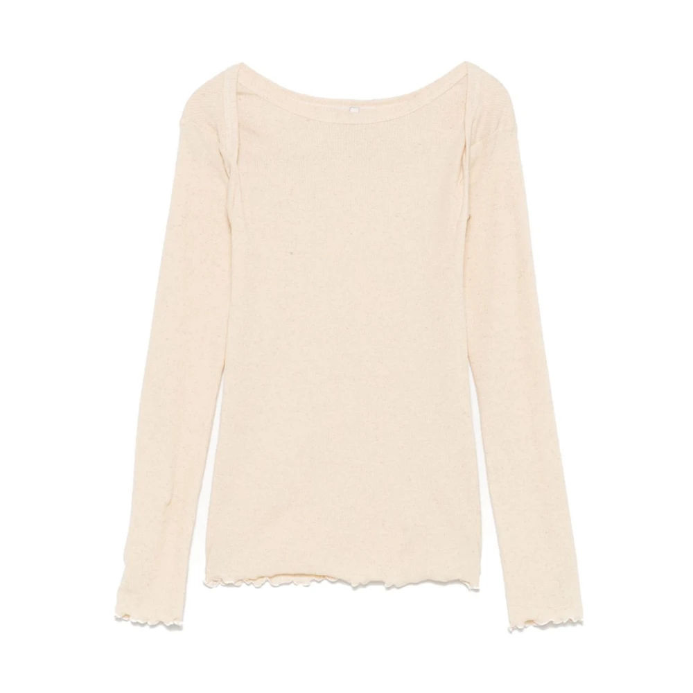 Baserange Beige Linnen Katoen SeaCell T-shirt Beige Dames