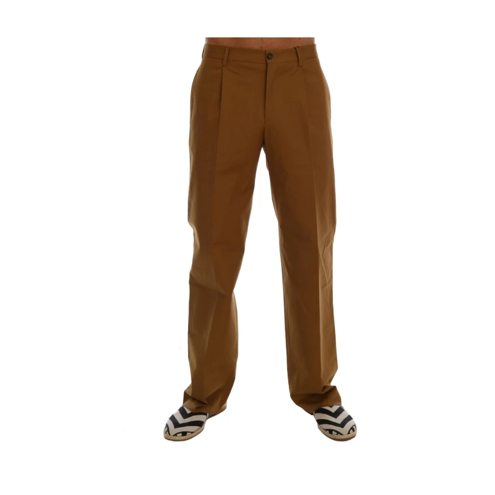 Dolce & Gabbana Men's Brown Elegant Formal Trousers - Straight Trousers - Xs - Trousers