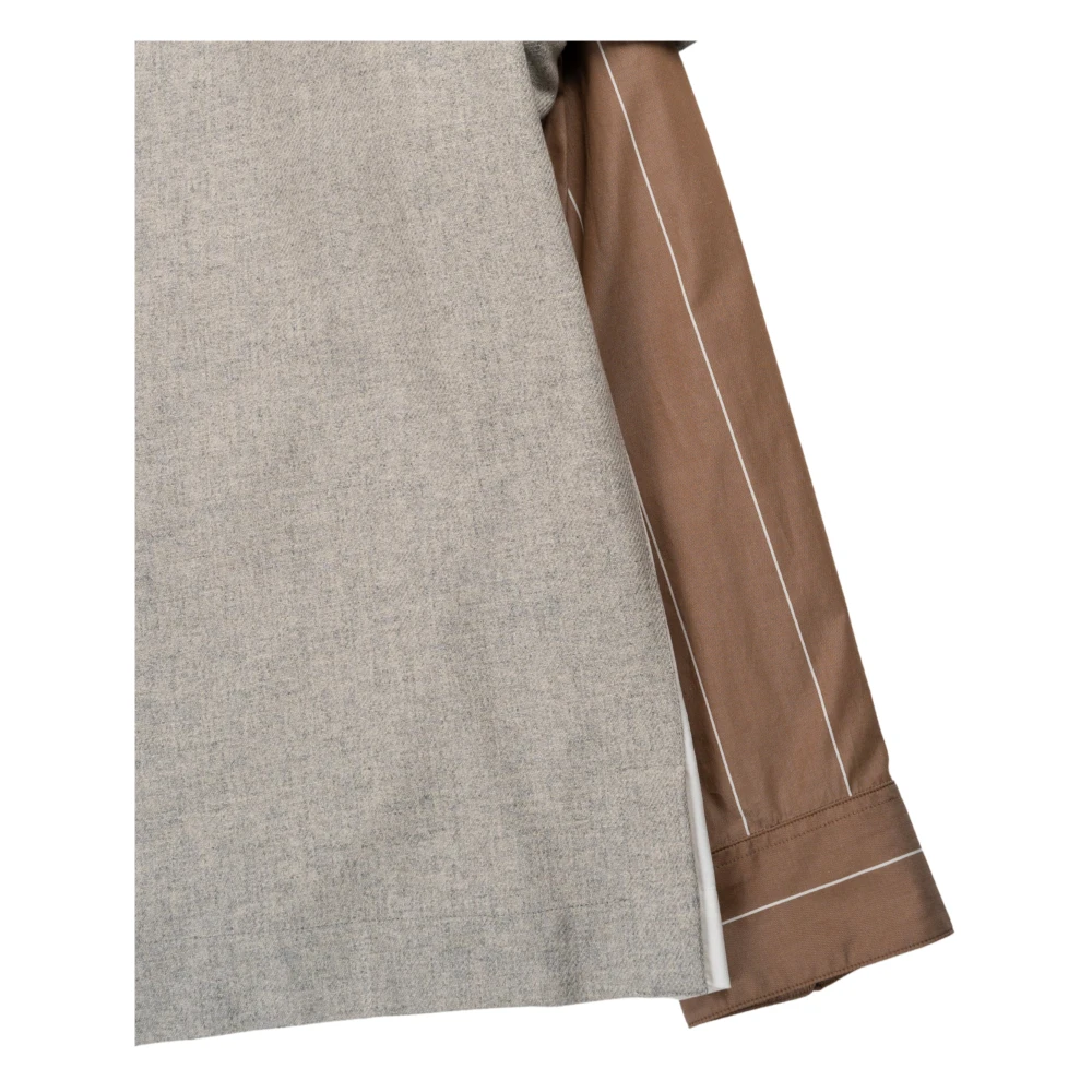 Dries Van Noten Grijze Shirt met Dubbele Mouw Gray Heren
