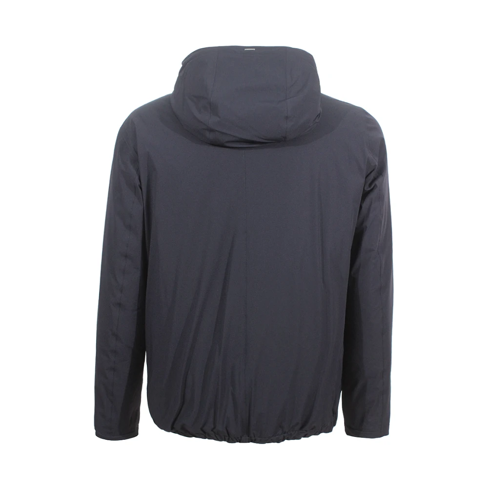 Herno Blauwe Dubbele Rits Hoodie Jas Blue Heren