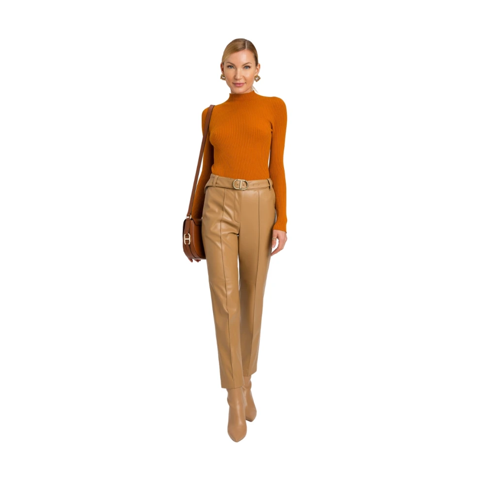 Twinset Straight Leg Pants Brown Dames