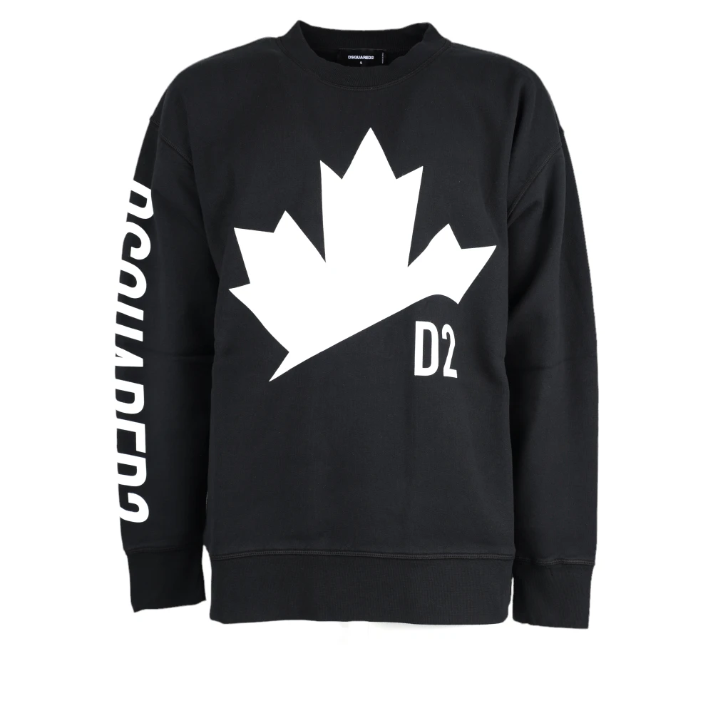 Dsquared2 Ikoniskt Logga Sweatshirt Uppgradera Avslappnad Stil Black, Herr