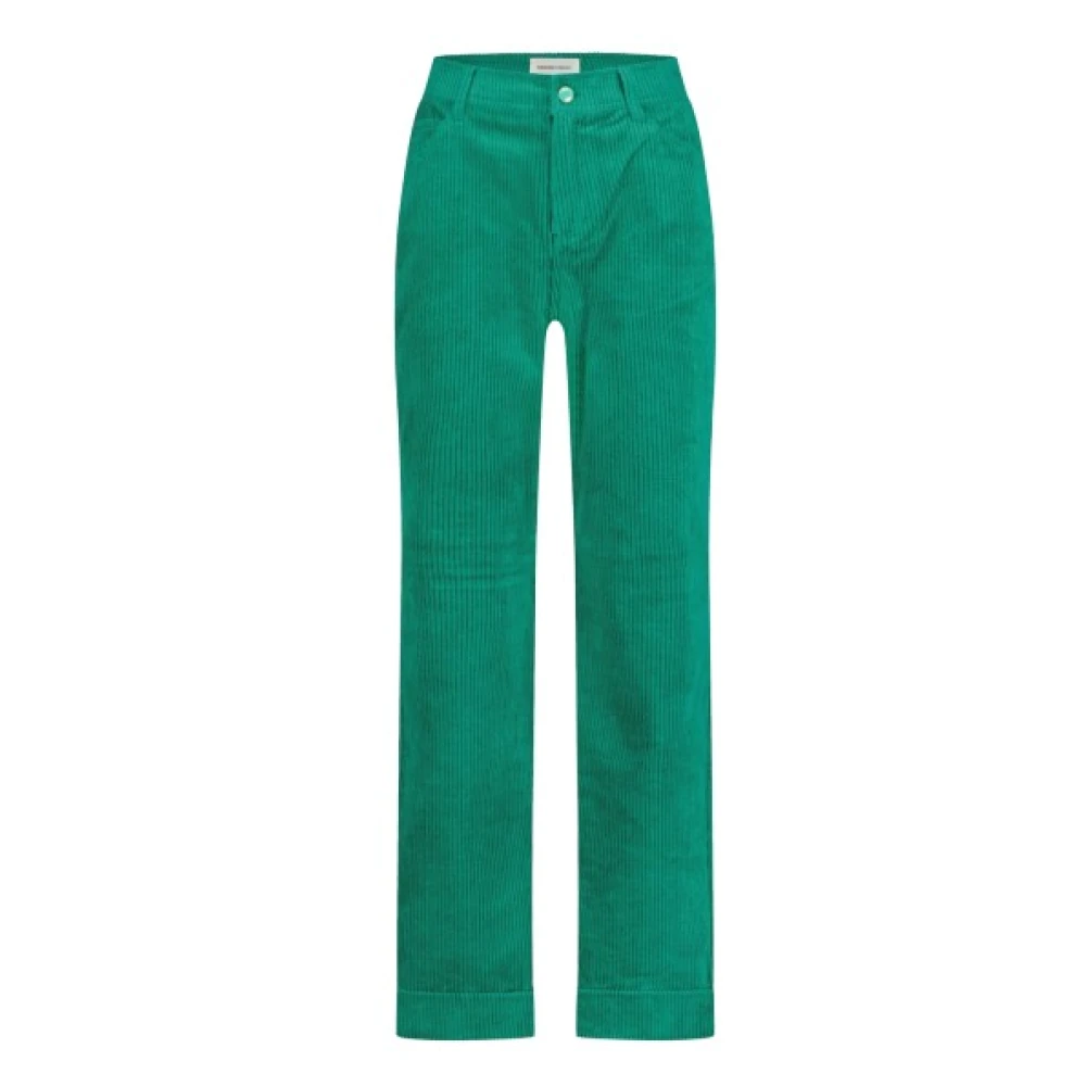 Fabienne Chapot Corduroy Rechte Broek Green Dames