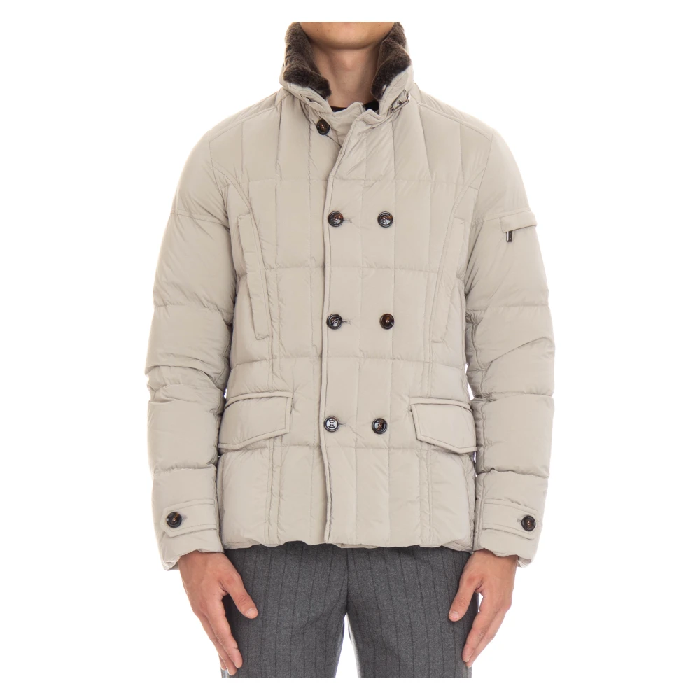 Moorer Gewatteerde Double-Breasted Peacoat Beige Heren