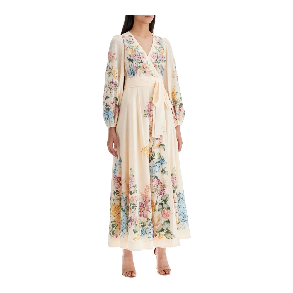 Zimmermann Bloemen Wrap Midi Jurk met Zakken Multicolor Dames