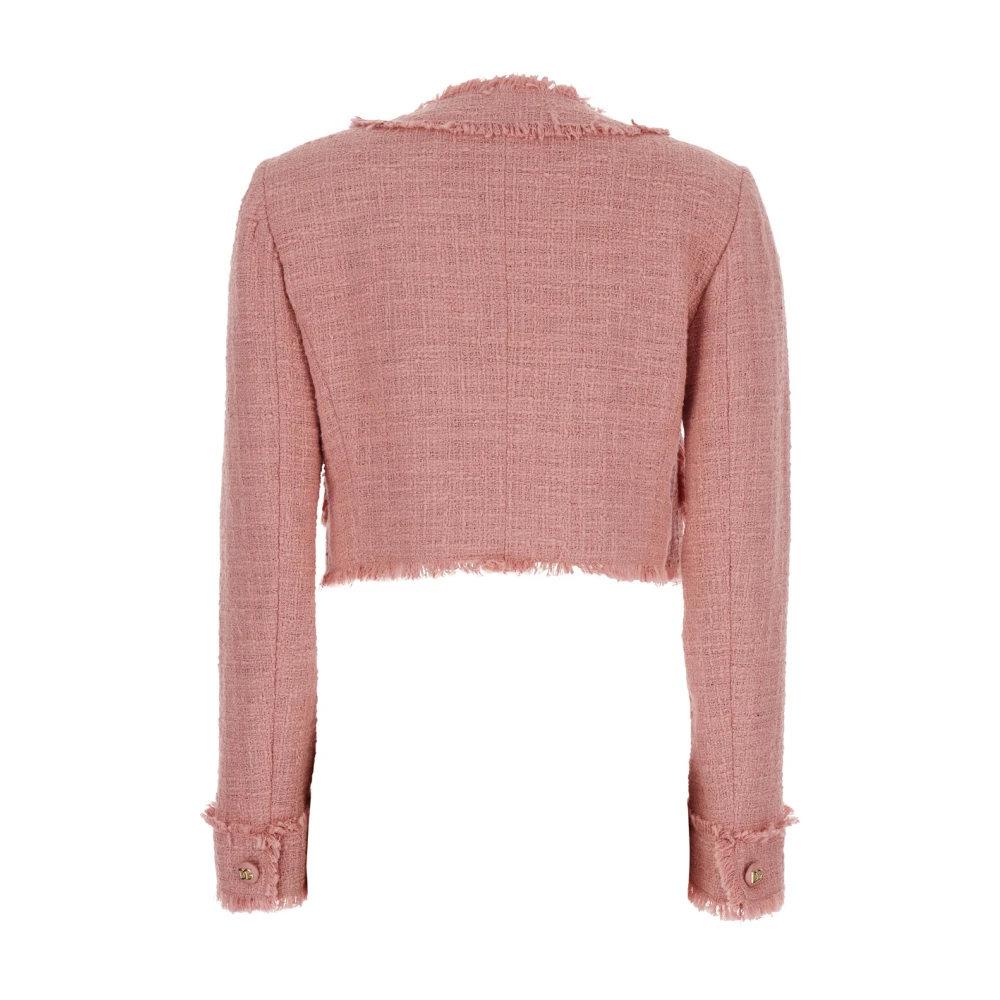 Dolce & Gabbana Roze Crop Jacket met Logoed Knopen Pink Dames