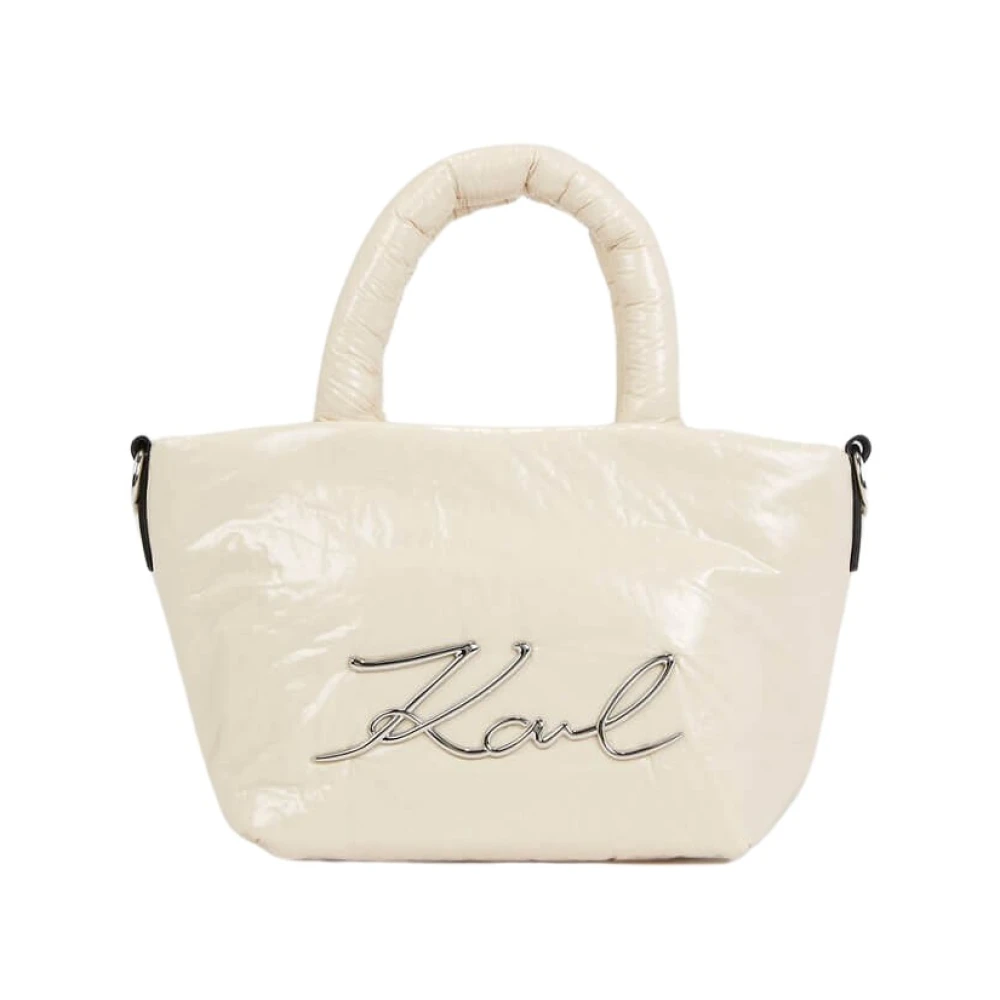 Karl Lagerfeld Glanzende Nylon Tote Tas met Afneembare Band White Dames