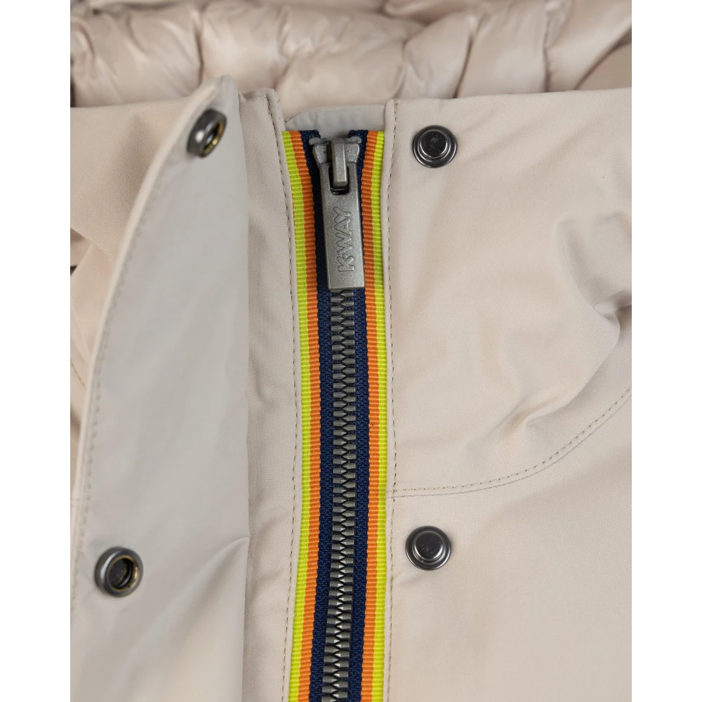 K-way Roze Winterjas met Rits Capuchon Beige Dames