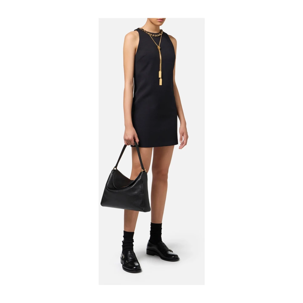 Elisabetta Franchi Zwarte Mini Jurk met Ketting Black Dames