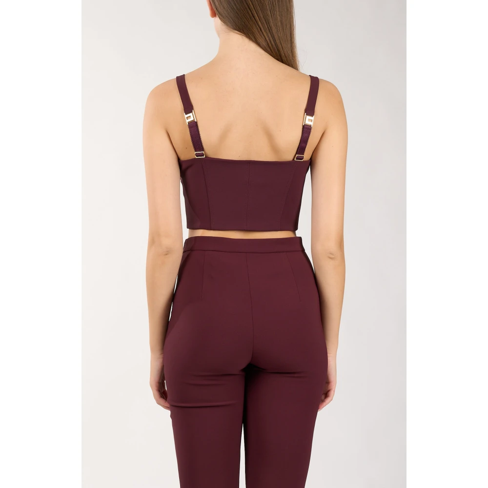 Elisabetta Franchi Balconette Zip Motif Bustier Top Red Dames