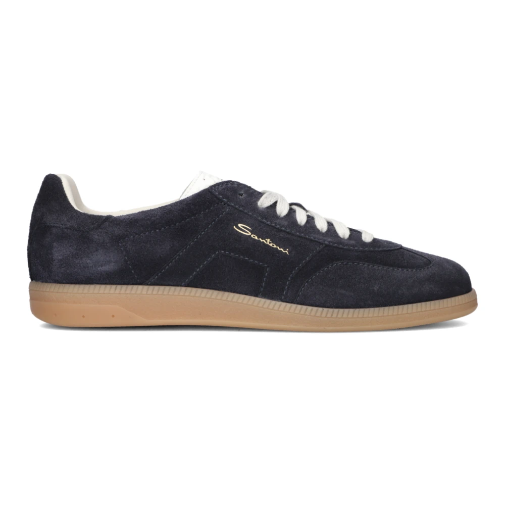 Santoni Suede Sneakers Blue, Herr