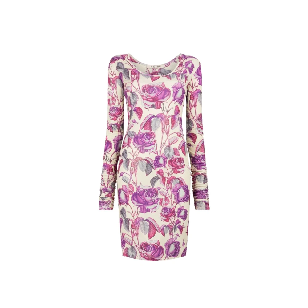 Roberto Cavalli Rose-Print Bodycon Jurk Multicolor Dames