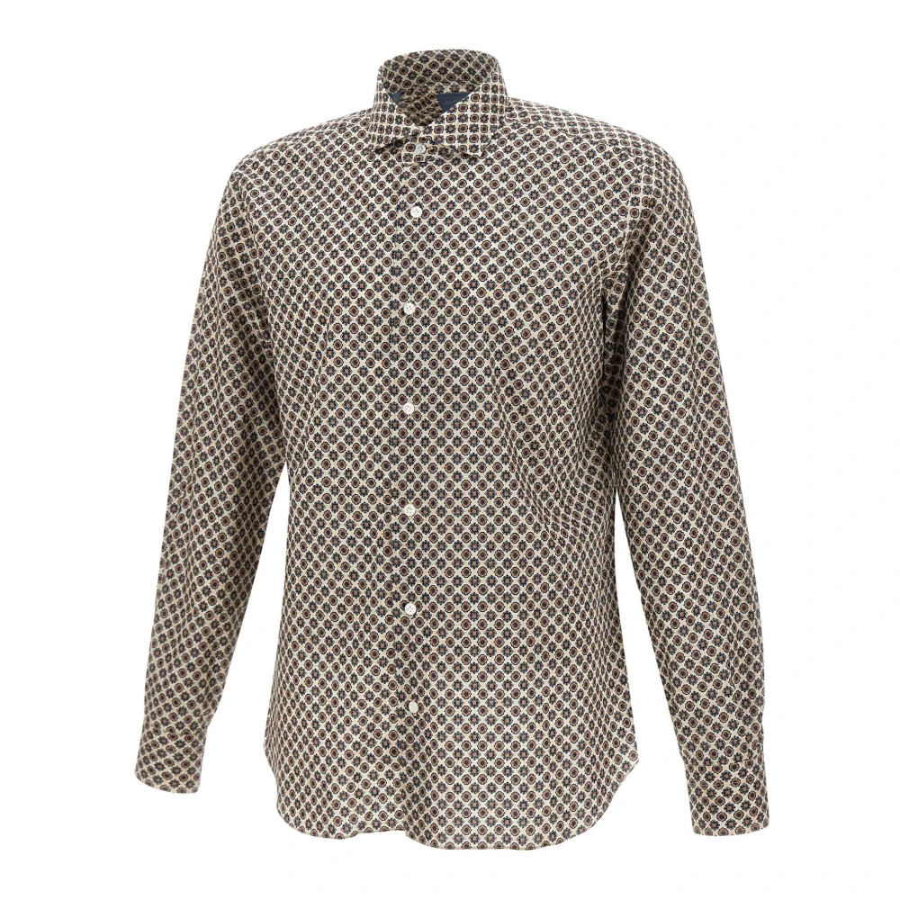 Barba Shirt met Geometrisch Patroon van Katoen Multicolor Heren