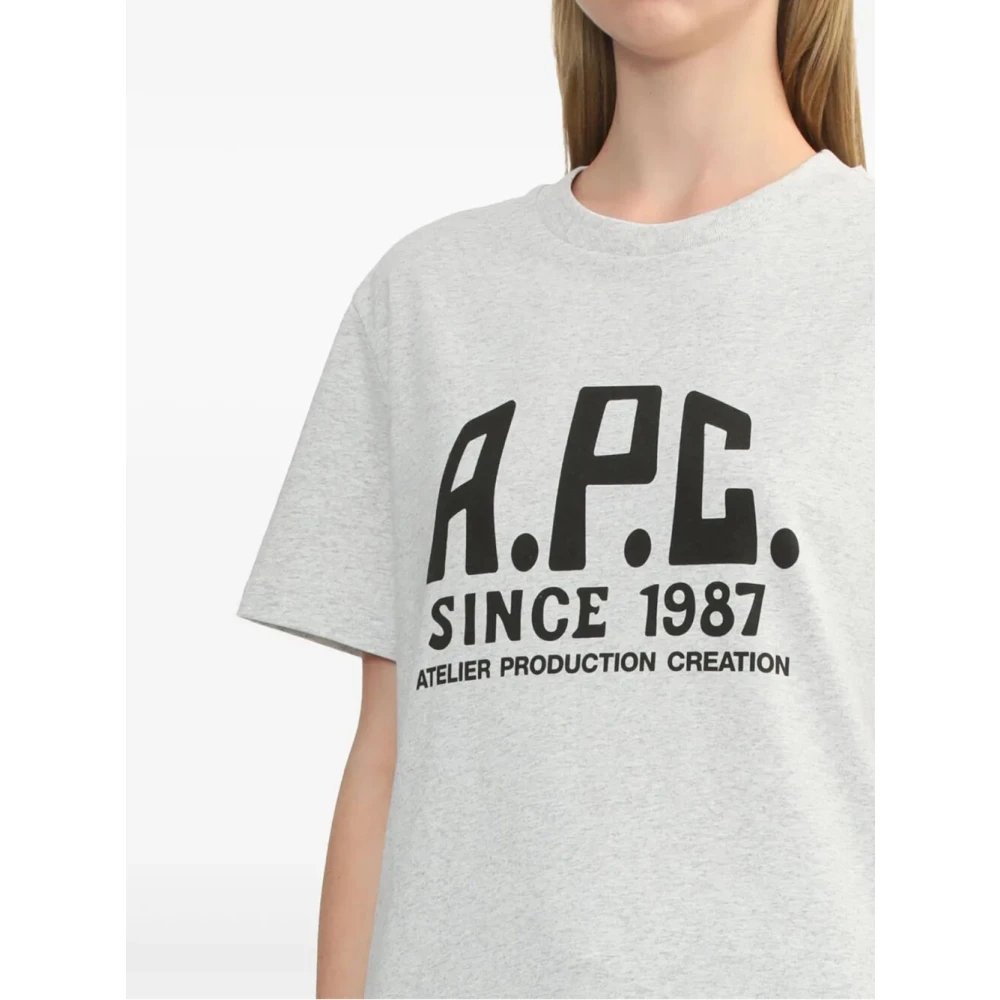 A.p.c. Print Label T-shirt Gray Dames