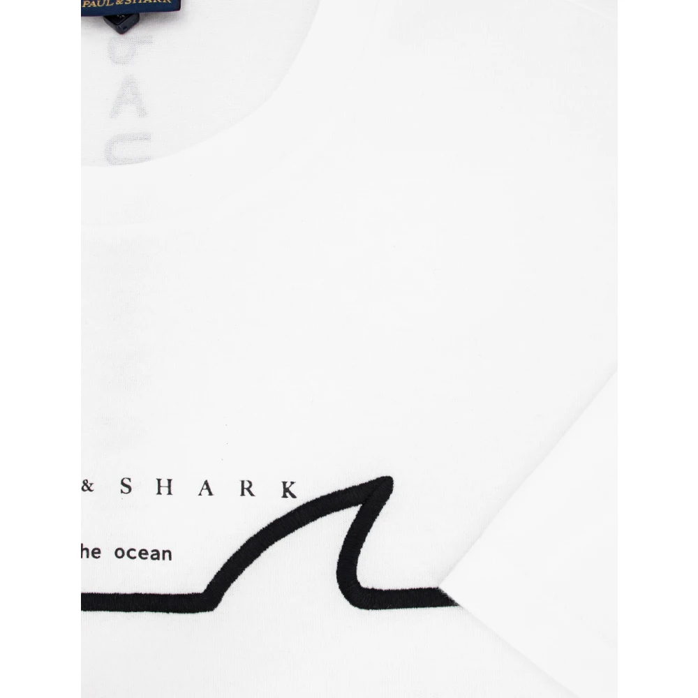 PAUL & SHARK Katoenen Crewneck T-shirt met Print White Heren