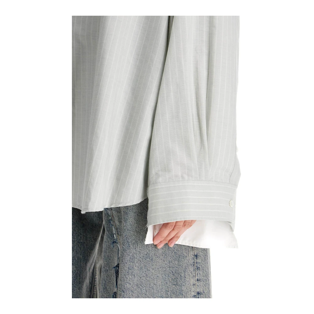 MM6 Maison Margiela Oversized Katoenen Popeline Shirt met Inzetstukken Green Dames