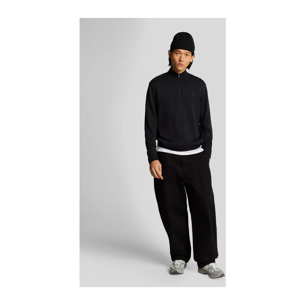 Lyle & Scott Middenlagen Superfijne Quarter Zip Sweatshirt Black Heren