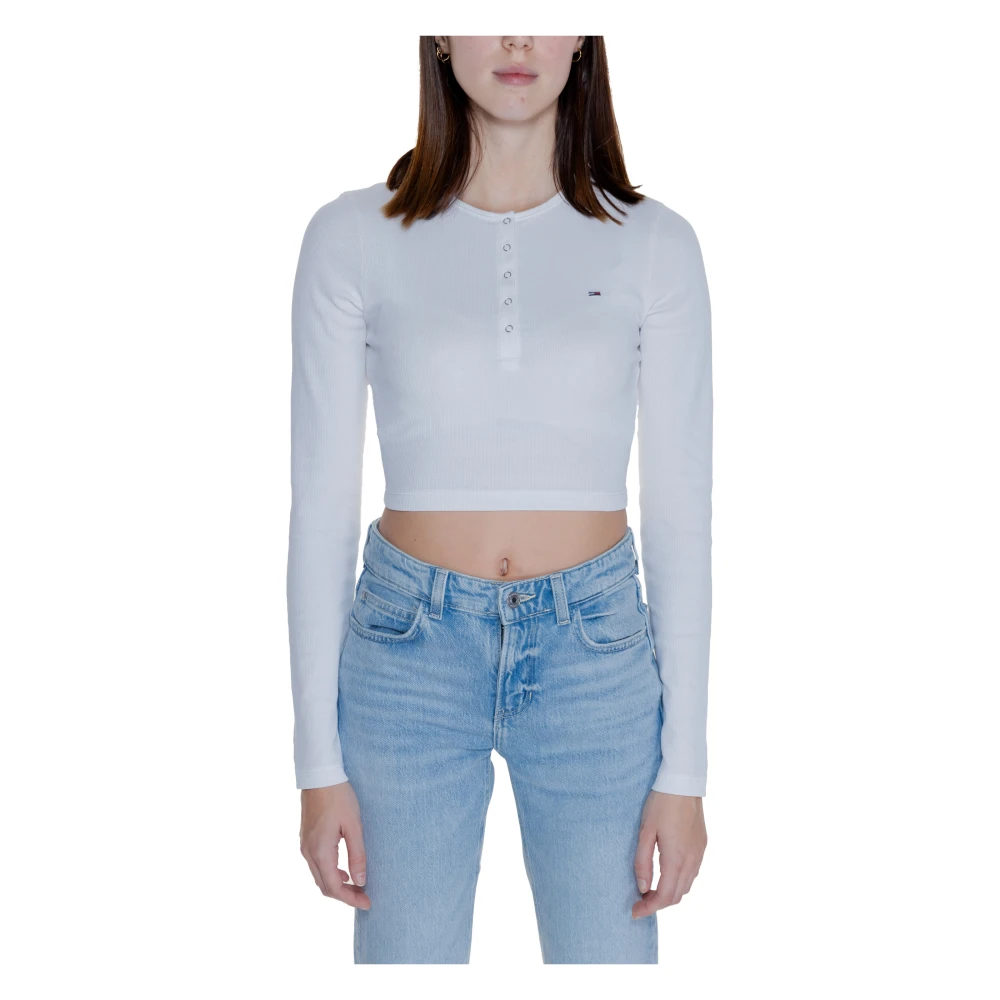 Tommy Jeans Henley Dames T-shirt Katoenmix White Dames