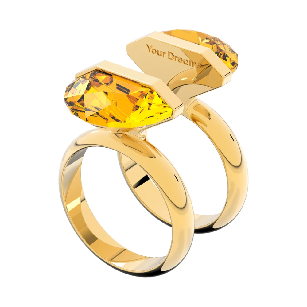 Swarovski Fyrkantig Kristall Guld Ring Yellow, Dam