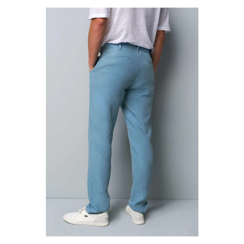 Meyer Geplooide Linnen Chino Broek Blue Heren