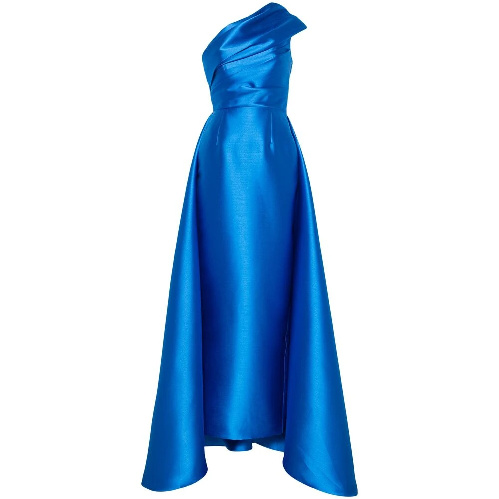 Solace London Blauwe Satijnen One-Shoulder Jurk Blue Dames