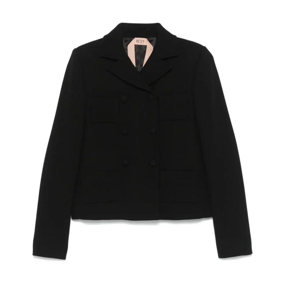 N21 Stoffen Jas Black Dames