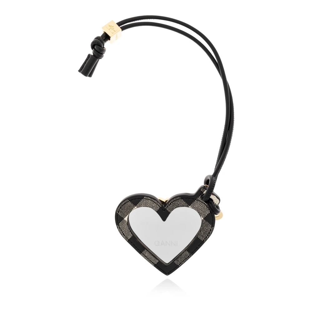 Ganni Women's Black Bag Accessories, One Size, Bou Heart Mirror