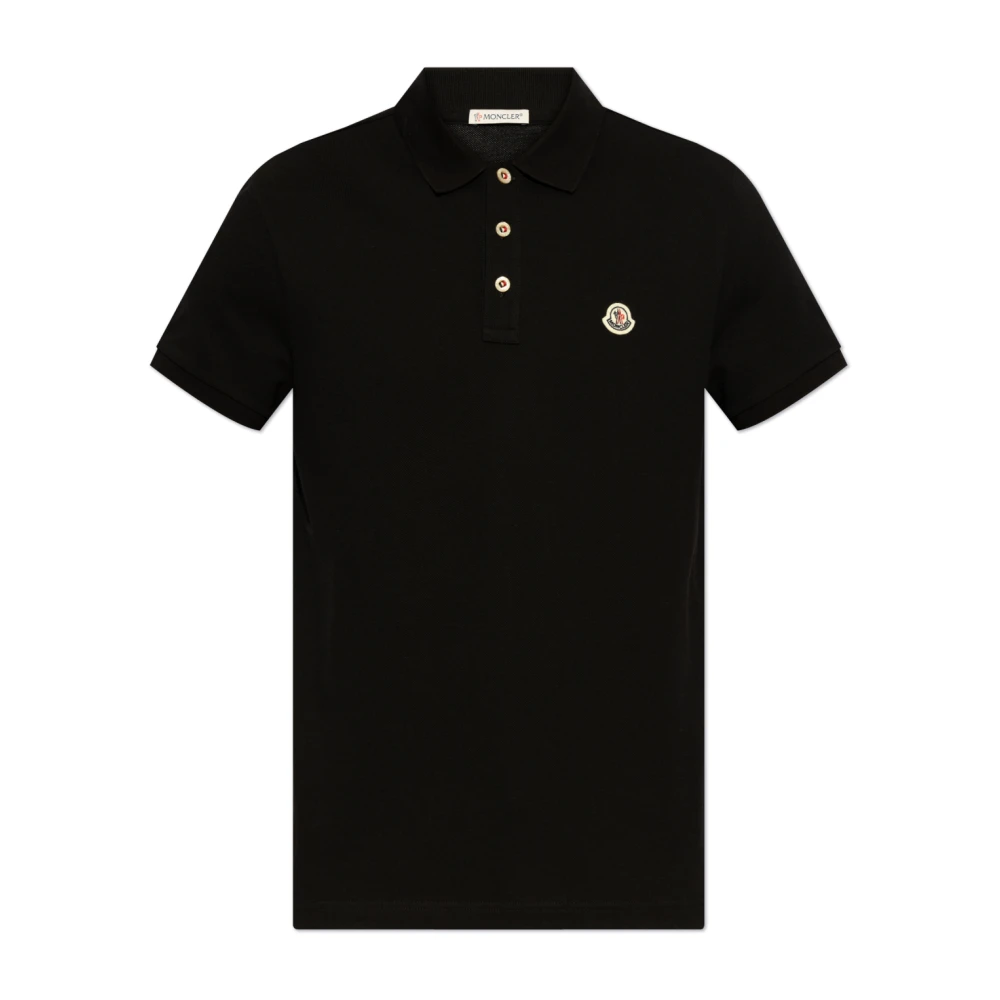 Moncler Katoenen polo met logopatch Black Heren