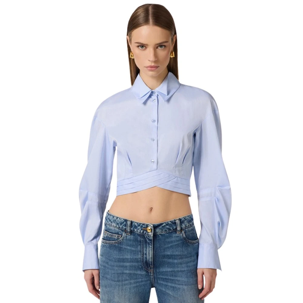 Elisabetta Franchi Blue Shirts, Female, Xs, Camicia In Popeline Di Cotone Con Fascione