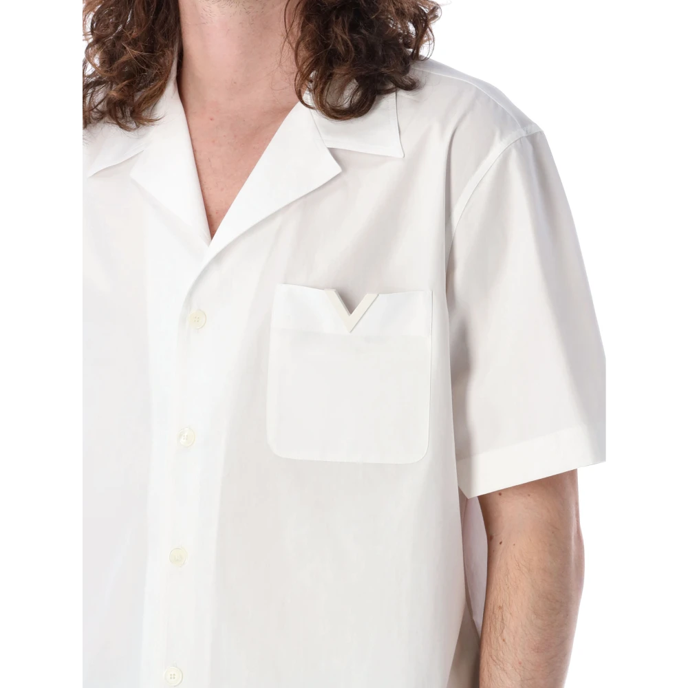 Valentino Garavani Witte V-Hals Bowling Shirt White Heren