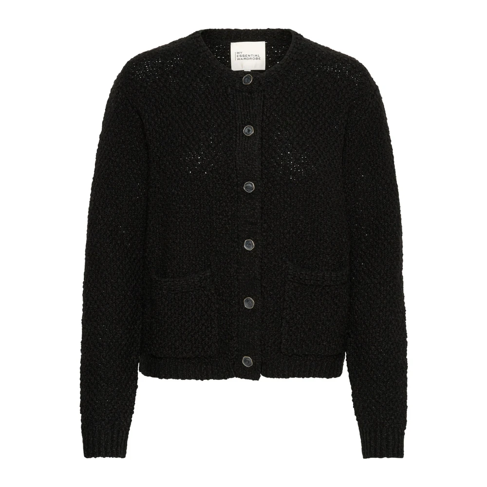 My Essential Wardrobe Women's Black Cardigans, L, Knit Cardigan With Buttons