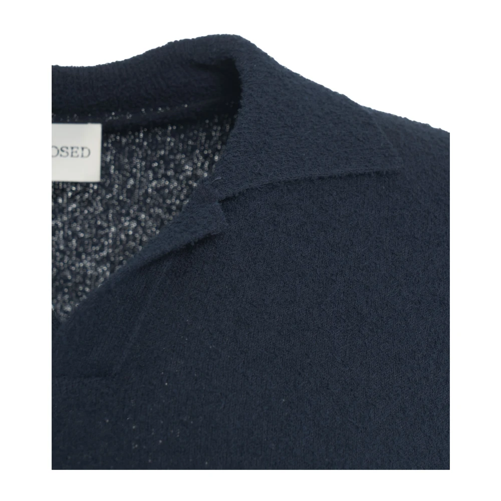 closed Blauwe Bouclé Gebreide Poloshirt Blue Heren