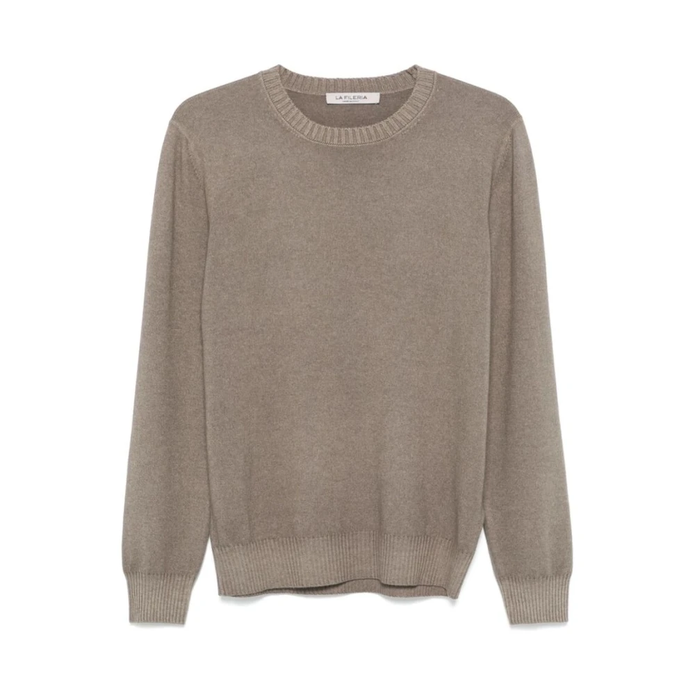 La Fileria Aarde Bruin Wol-Kasjmier Ronde Hals Sweater Brown Heren
