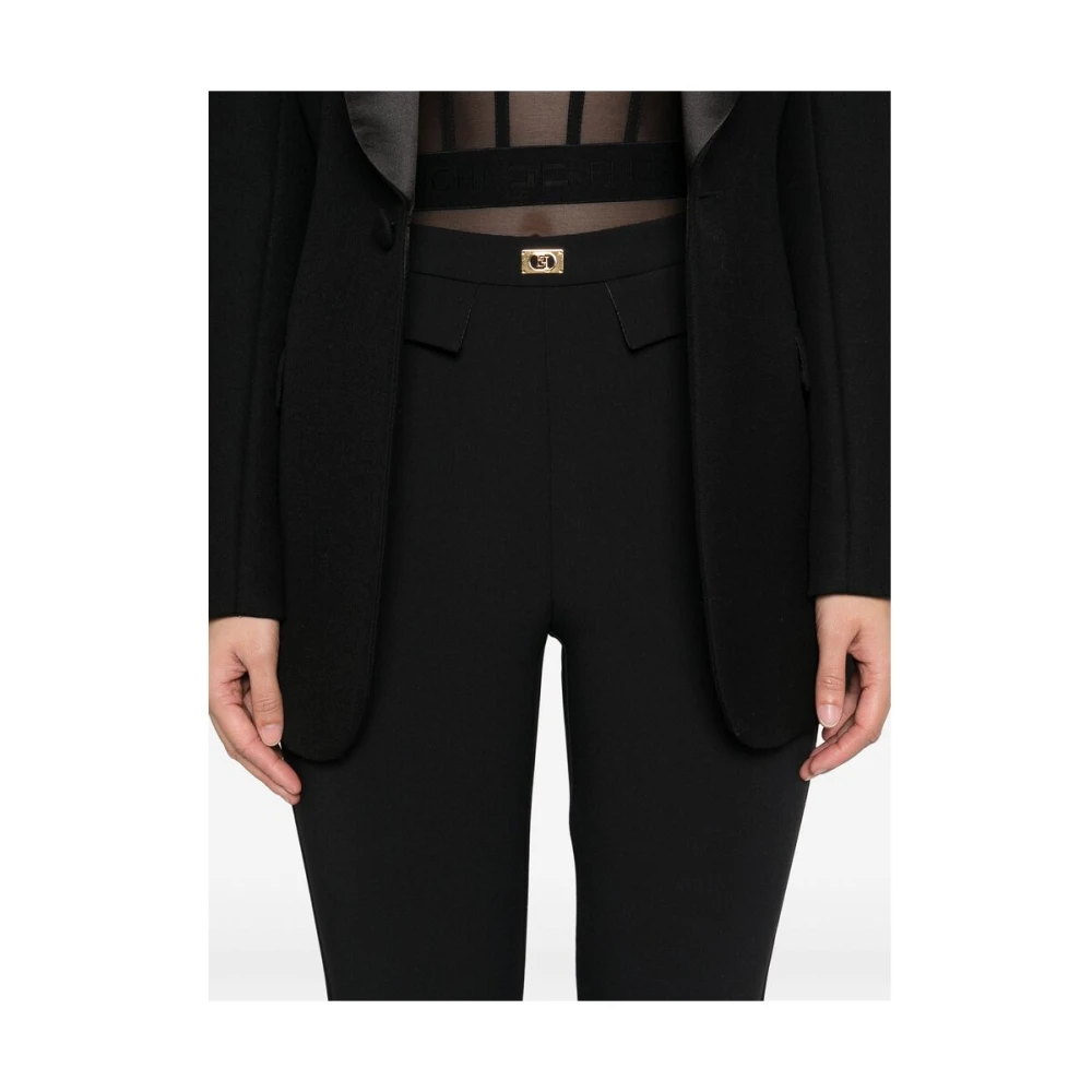 Elisabetta Franchi Zwarte Zijrits Geknipte Broek Black Dames
