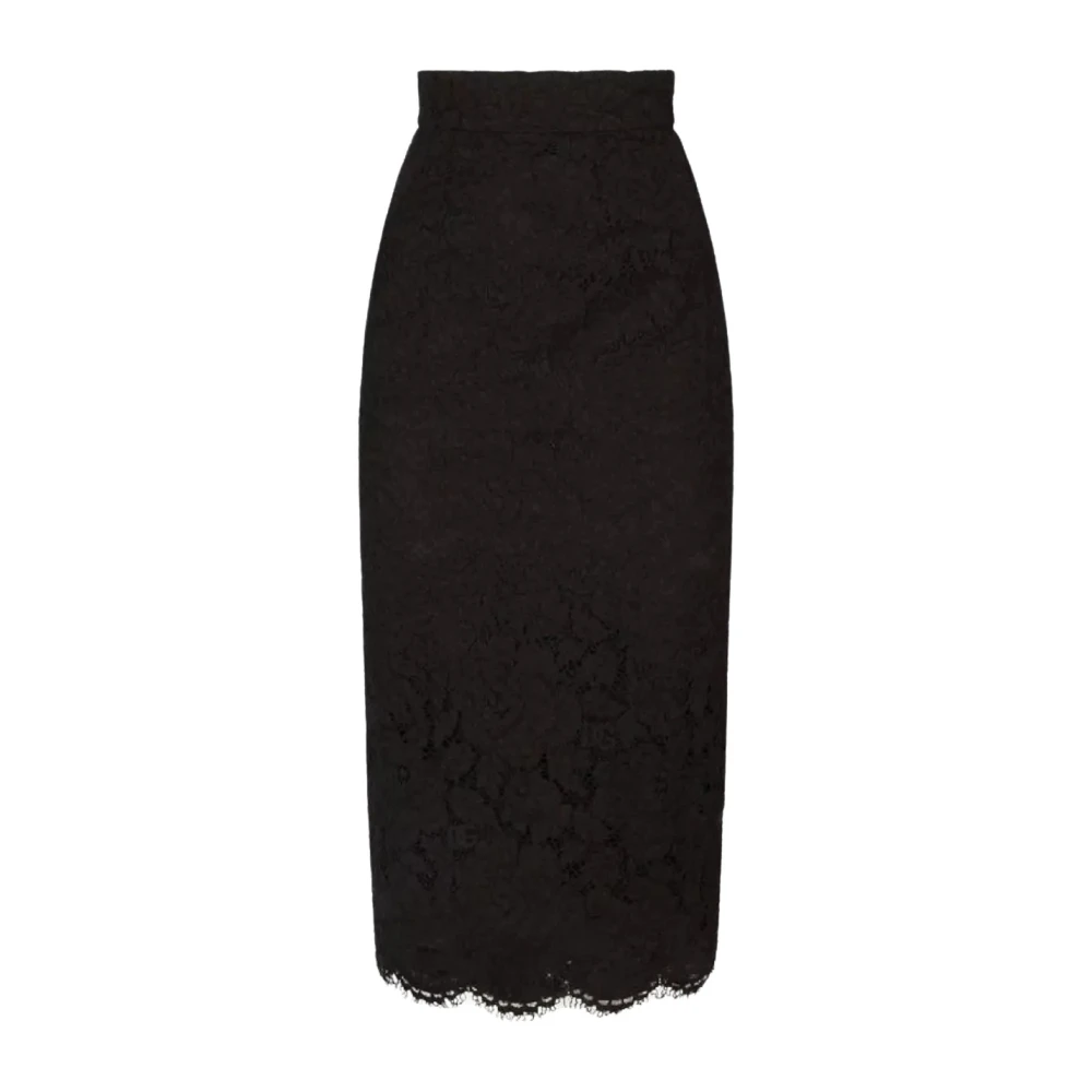 Dolce & Gabbana Women's Black Pencil Lace Midi Skirt - Midi Skirts - S - Skirts