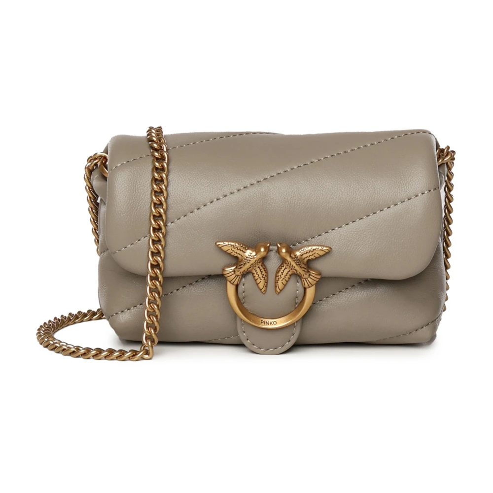 Pinko Love Puff Micro Sheep Nappa Tas Gray Dames