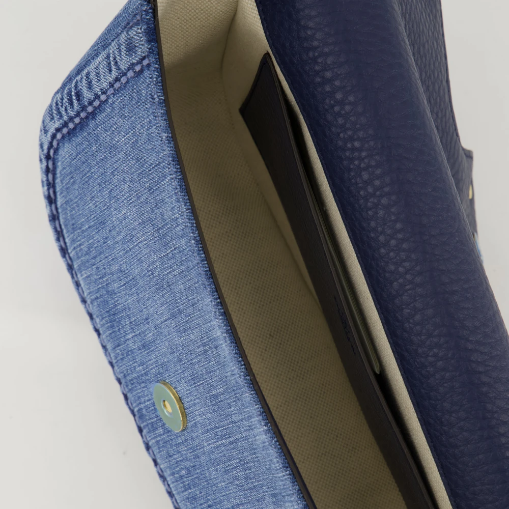 Valentino Garavani Blauwe VLogo Denim Schoudertas Blue Dames