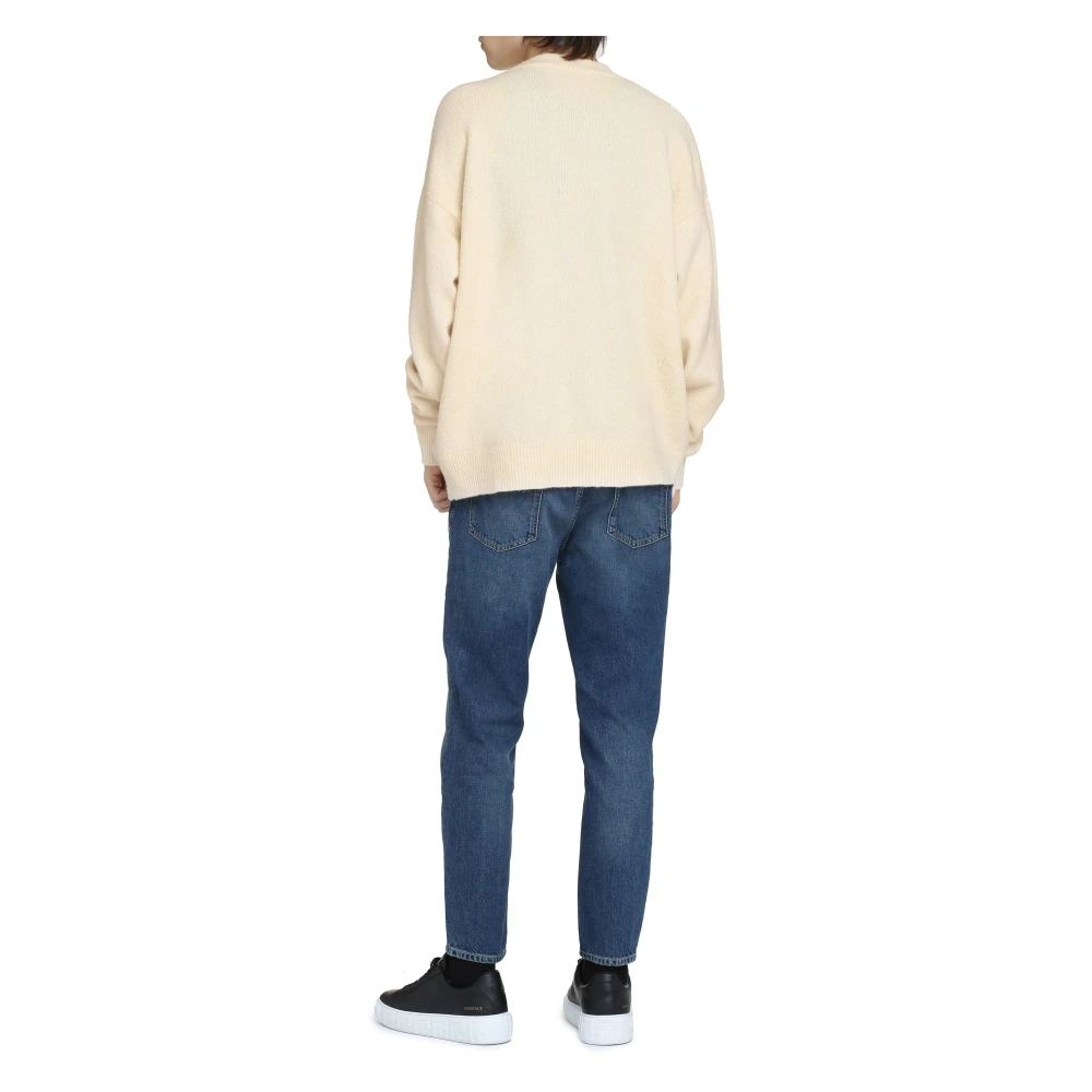 Palm Angels Kasjmierwol Crew-Neck Sweater Beige Heren