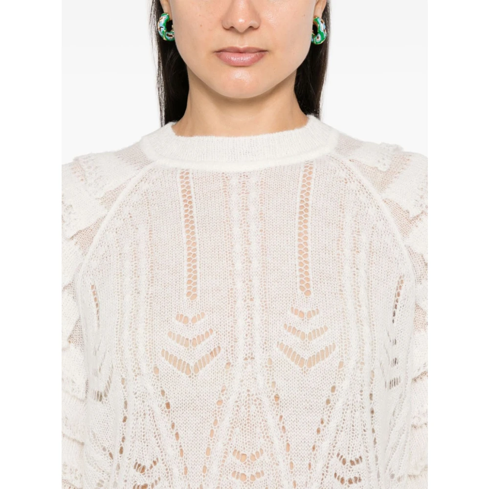 Twinset Roomwit Gebreide Ruche Sweaters White Dames