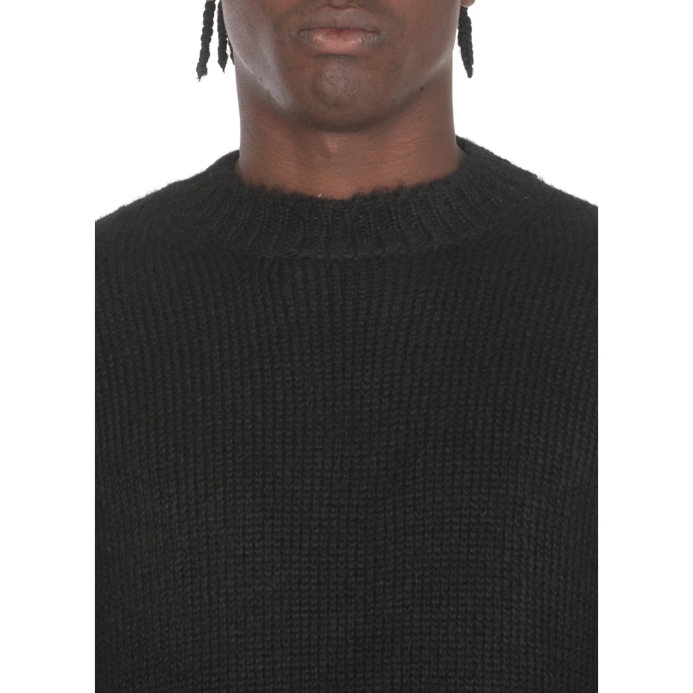 Jil Sander Zwarte Alpaca Crewneck Sweater Black Heren