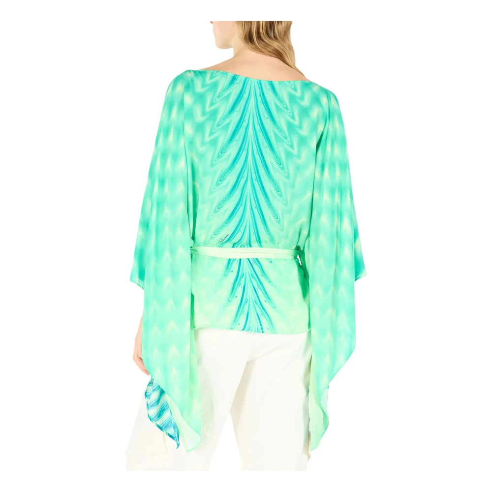 Roberto Cavalli Groene Caftan Jurk met All-Over Print Green Dames