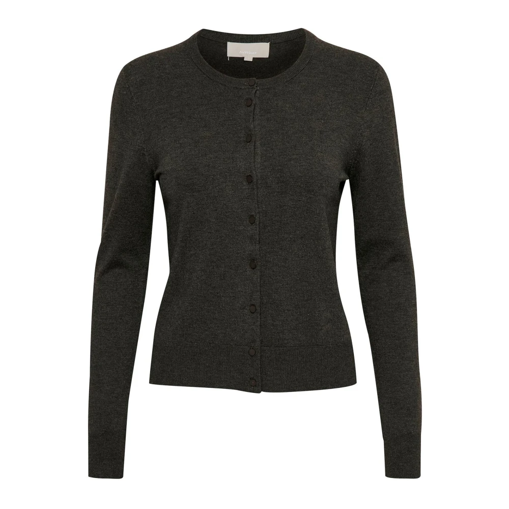 Inwear Women's Gray Cardigans, Xl, Dark Grey Melange Cardigan - Rita