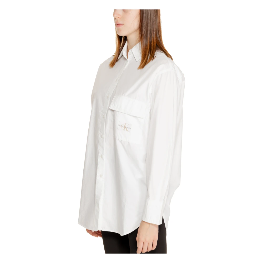 Calvin Klein Jeans Witte Lange Mouw Knoop Shirt Vrouwen White Dames