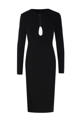 Keyhole Detailed Open Back Midi Dress