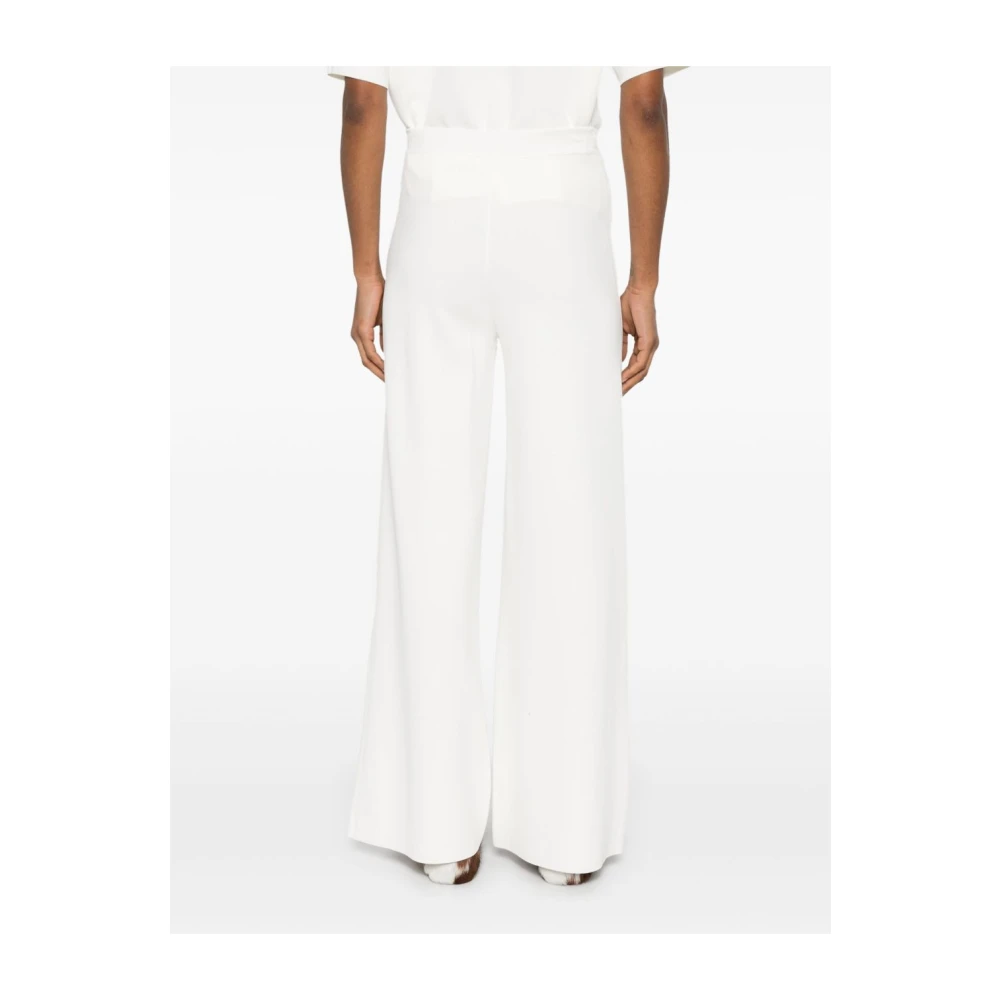 P.a.r.o.s.h. Wijde Roomkleurige Broek met Elastische Tailleband Beige Dames