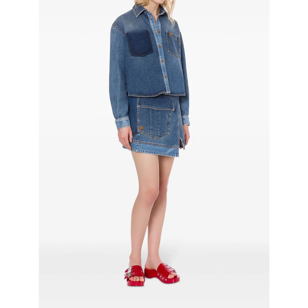 Philosophy di Lorenzo Serafini Blauwe Patchwork Denim Overhemd Blue Dames