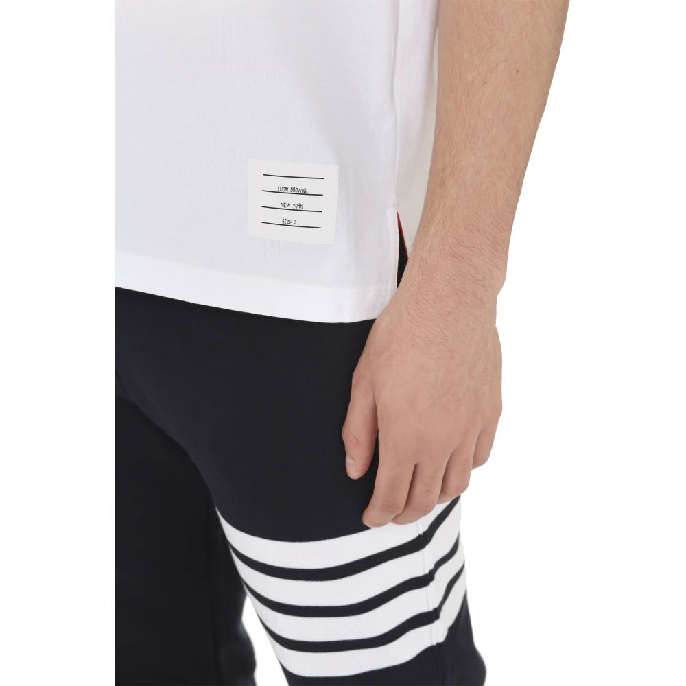 Thom Browne Geribbeld katoenen T-shirt met contrasterende details White Heren