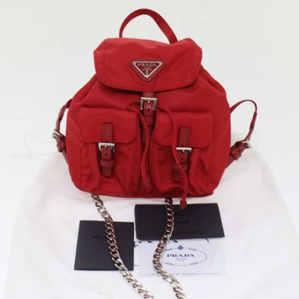 Prada Vintage Pre-owned Nylon backpacks Red Dames