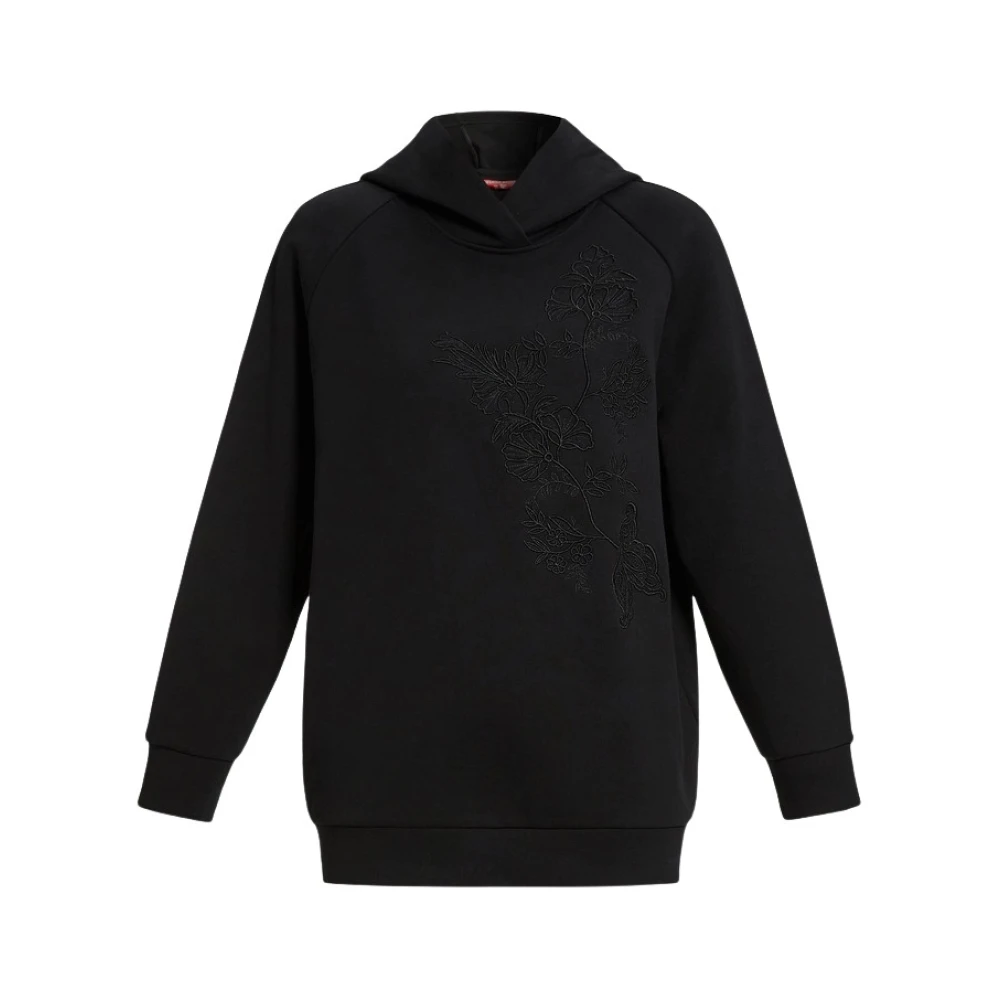 Marina Rinaldi Elegante Felino Jurk Hoodie Borduurwerk Black Dames
